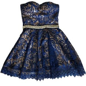 Handmade Blue and Nude Fancy Strapless Dress